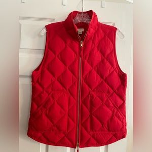J Crew Down Feather Quilted Vest Red Size Medium